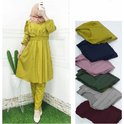 Baju Set Wanita Remaja Modern Mewah Terbaru 2022 Set Atasan Long Tunik Pesta Kondangan Model Kekinia