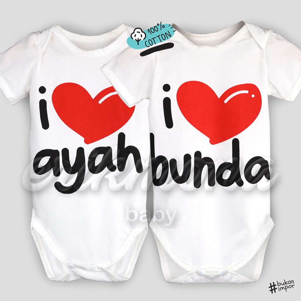 baju bayi jumper bayi love ayah bunda sepasang 2pc