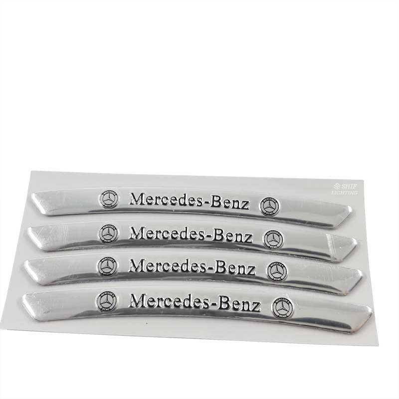 4pcs Stiker Emblem Logo Mercedes Benz Bahan Aluminum Untuk Dekorasi Velg Mobil