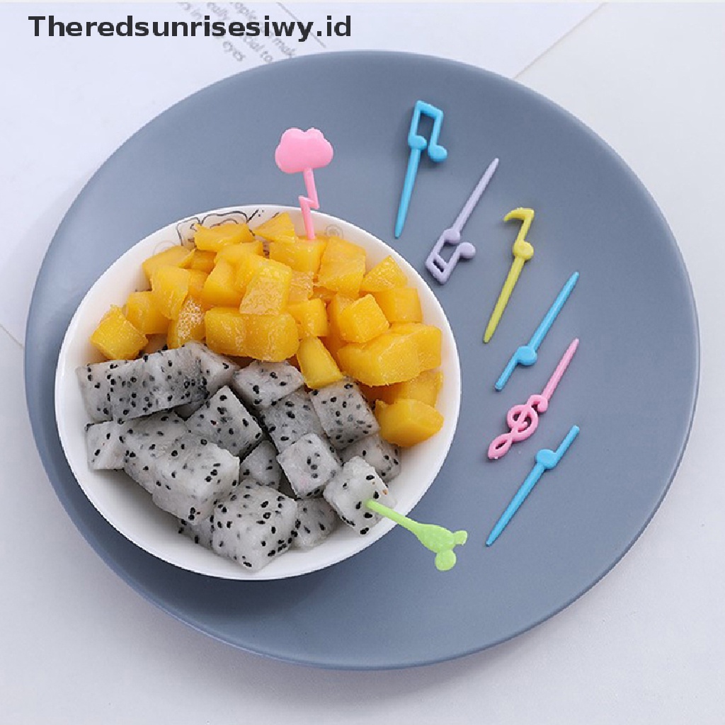 # Alat Rumah Tangga # 18pcs Garpu Buah / Dessert / Kue / Snack Mini Bentuk Kartun Not Musik Untuk Dekorasi Pesta