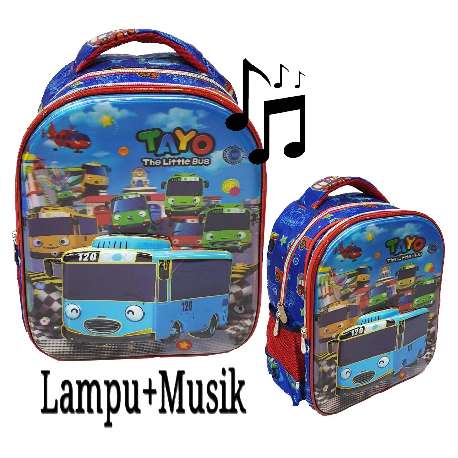 CUCI GUDANG Tas Ransel Sekolah TK Anak Laki Laki / Perempuan LAMPU + MUSIK 5D Timbul IMPORT