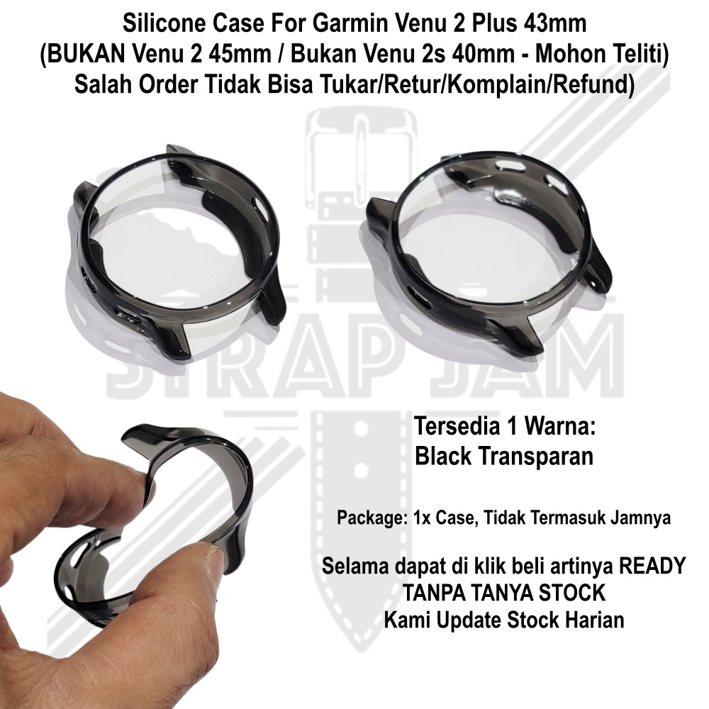 Soft Case Garmin Venu 2 Plus 43mm - Cover Silikon Pelindung Black Transparan