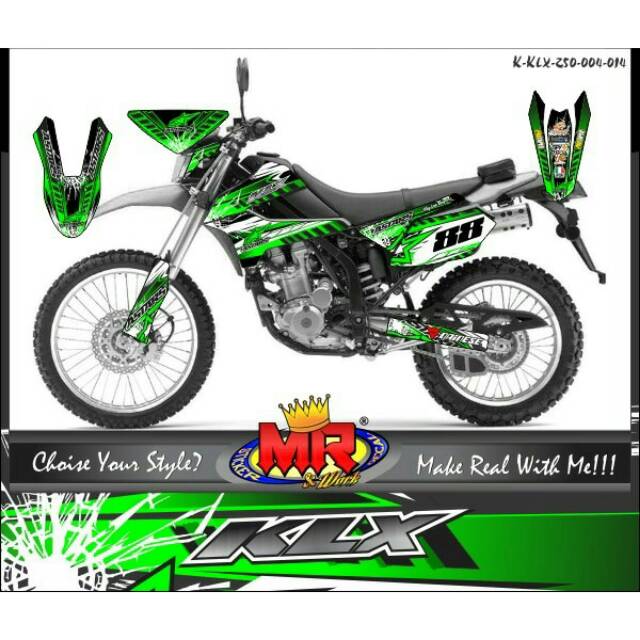 Decal Dekal Klx 250 Hijau Stiker Sticker Striping Desain Keren