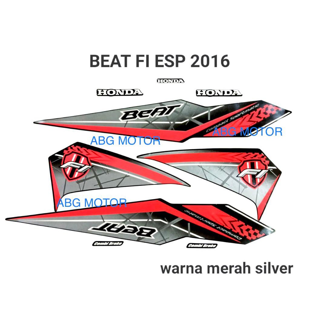 LIS BODY STRIPING STIKER BODY HONDA BEAT FI ESP 2016 MERAH SILVER