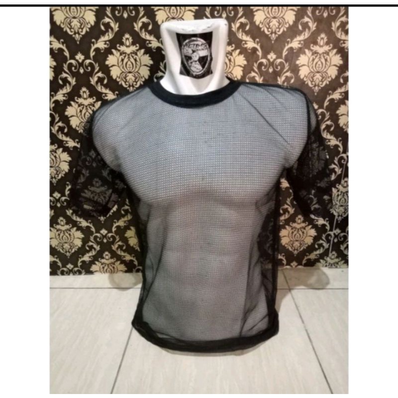 Kaos Jaring Distro Kaos Jaring Punk Kaos Jaring Lengan Pendek Kaos Jaring Lengan Panjang Hitam