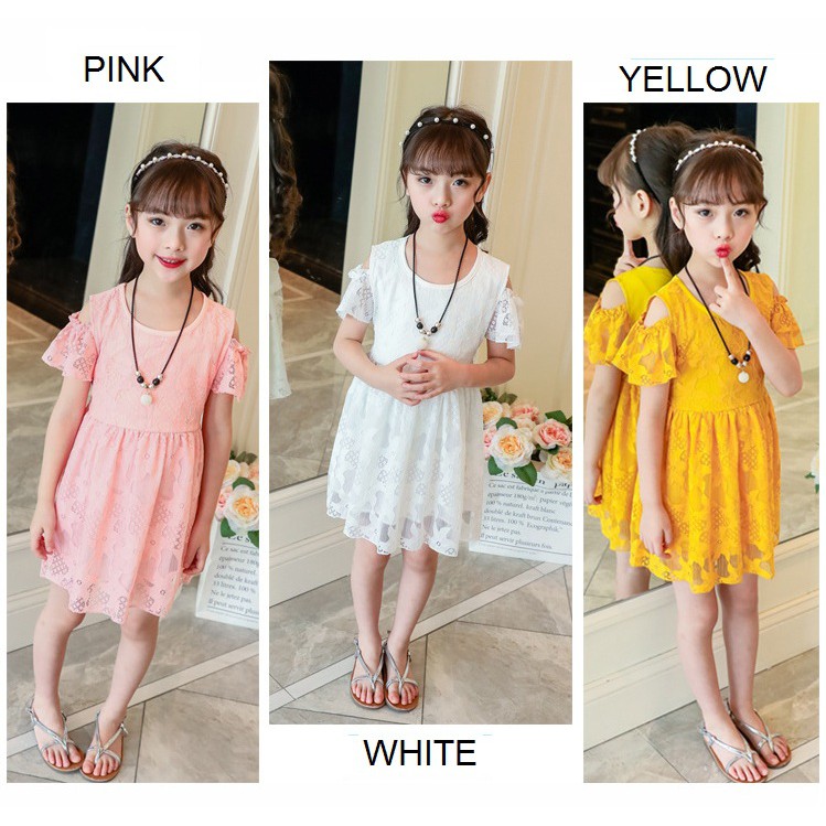 Baju Dress Anak Dress Korean Lace Import Baju Pesta Brukat Anak Perempuan Murah 0-4Tahun