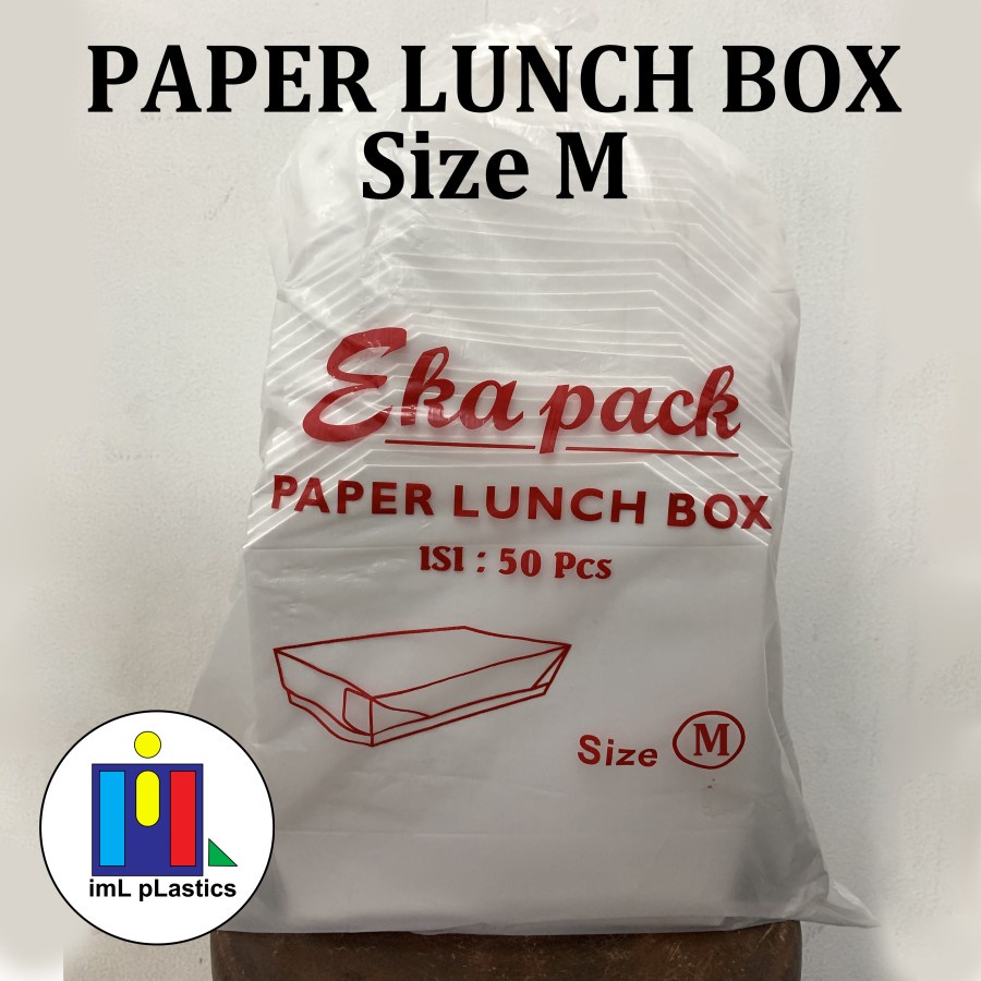 Paper Lunch Box Size M Putih-Kotak Makanan Kertas Ukuran M - isi 50pcs