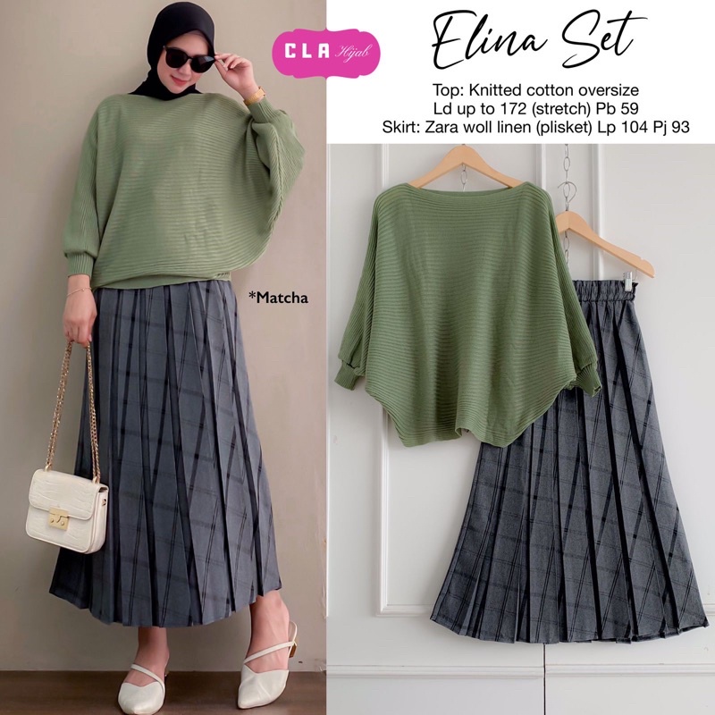 MATAYA SETELAN & ELINA SETELAN ( ATASAN + ROK ) / READY BEST SELLER-Matcha