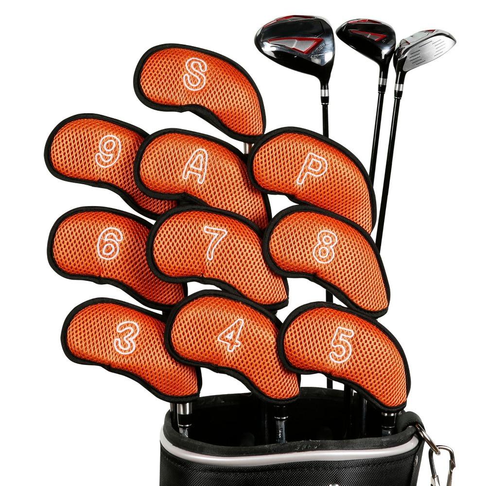 Lanfy Penutup Kepala Besi Golf Tahan Lama Golf Putter Besi Wedge Protector Golf Iron Covers Set Golf Putter Aksesoris Alat Pelatihan Penutup Kepala Golf Jaring