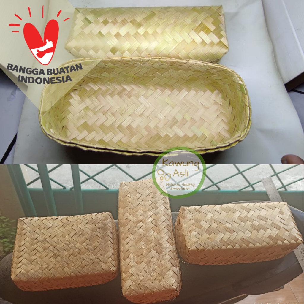 Besek Bambu Wadah Persegi untuk Kemasan Hamper Makanan Hiasan Sepasang
