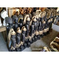 Patung Totem Dekorasi Ruangan Kayu Jati Solid - Tinggi 75cm