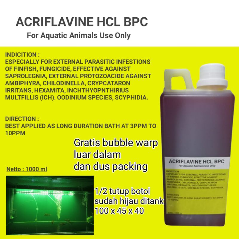 Acriflavine hcl bpc 1 liter / acriflavine hcl bpc / acriflavine hcl / acriflavine / obat kuning / ob
