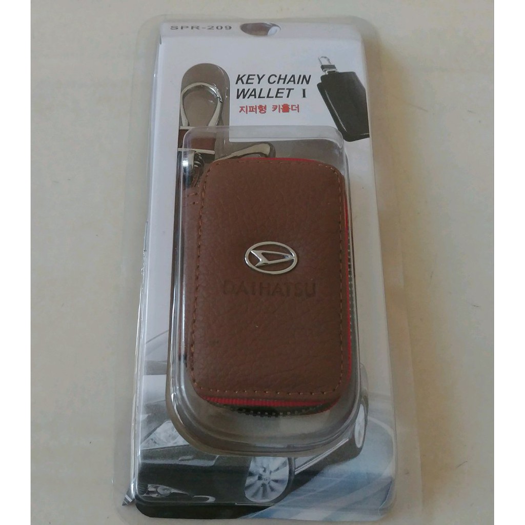 Dompet KULIT Stnk MOBIL MOTOR plus gantungan kunci MOBIL DAIHATSU WARNA cream BEIGE MOCA