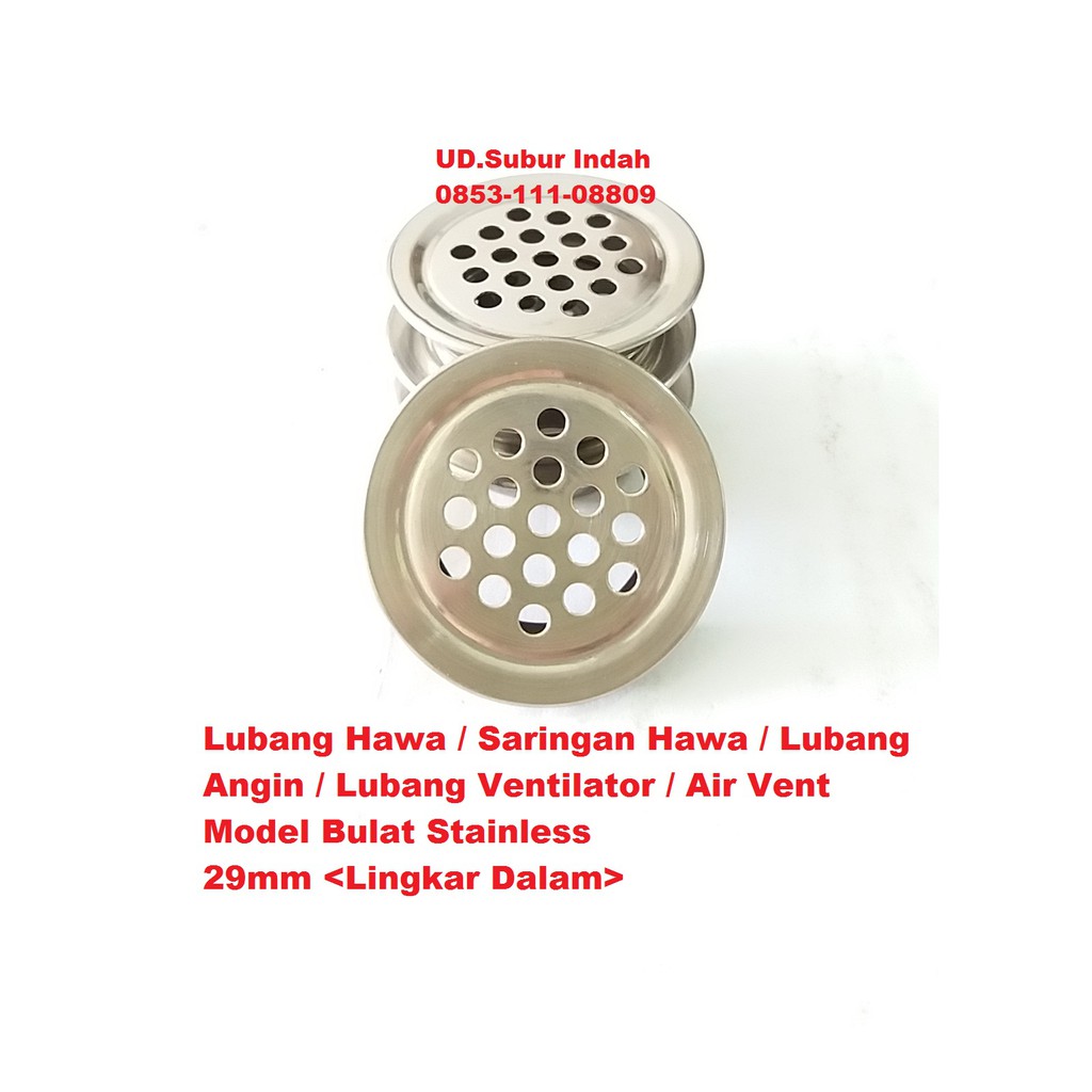 Lubang Hawa/Saringan Hawa/Lubang Angin/Lubang Ventilator/Air Vent Model Bulat Stainless 29mm