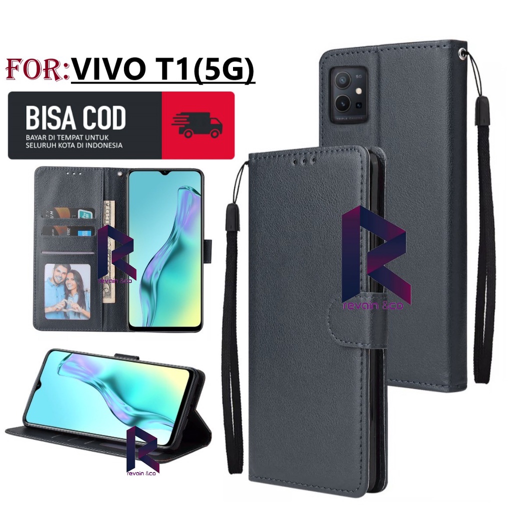 NEW VIVO T1 5G CASE FLIP WALLET LEATHER KULIT PREMIUM SARUNG BUKA TUTUP FLIP CASE VIVO T1(5G)