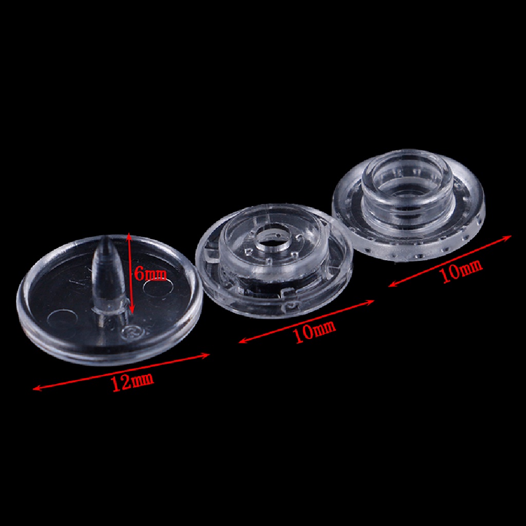 Ha 50 Set Kancing Snap T5 Bahan Plastik Resin Bening Ukuran 12mm