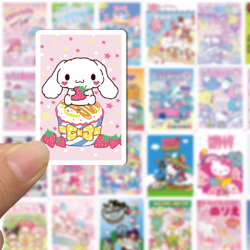 62pcs Stiker poster Motif Kartun Sanrio Anti Air Untuk Dekorasi laptop / laptop / Gelas Air