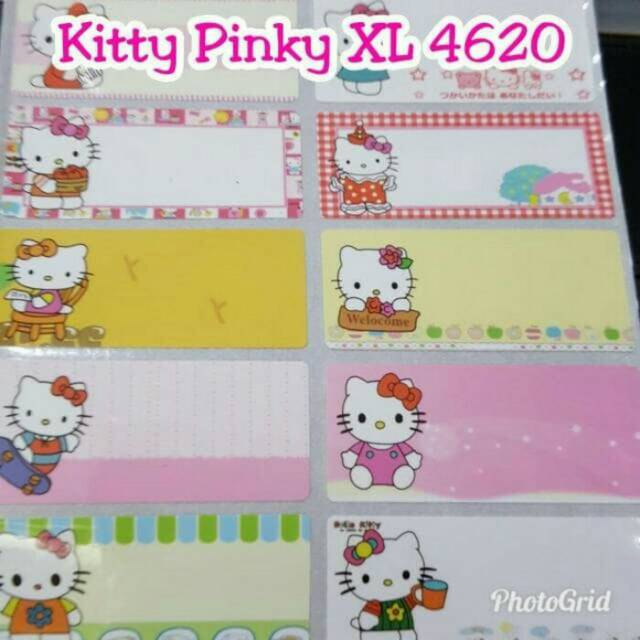 

Label nama sticker waterproof Kitty Pinky Size XL