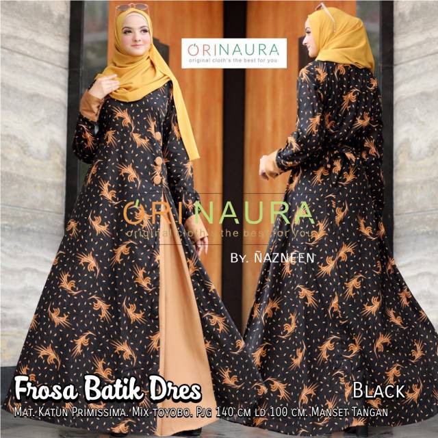 ORI NAURA TERMURAH  GAMIS BATIK ORI NAURA FROSA DRESS 100% ORINAURA BERLABEL