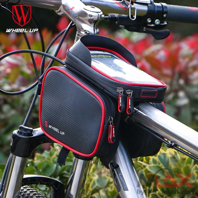 Wheel Up Tas Sepeda Double Bag Smartphone 6.2 Inch - T1333 Warna Hitam Silver