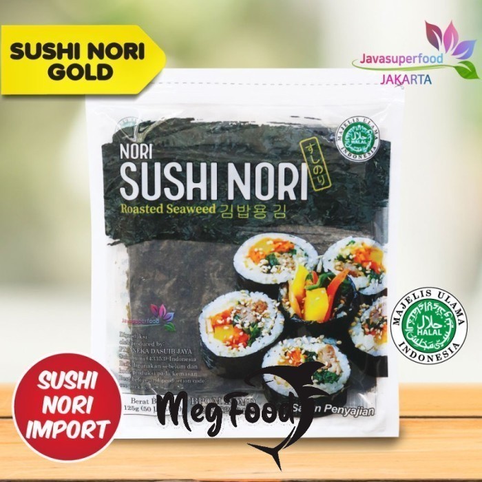 

Sushi Nori Seaweed / Rumput Laut Panggang Javasuperfood - 50 Sheet