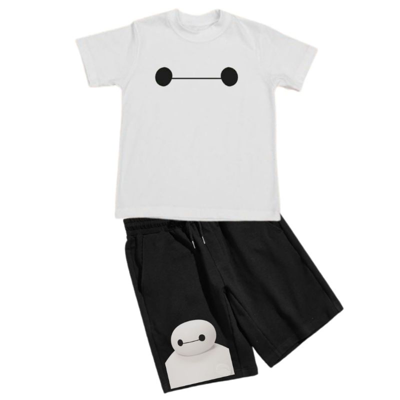 May Clothing - 1 Set Kaos Boxer Anak Baymax 1 Set One Set Oneset Satu Pasang Satu Setel Fashion Sepasang Kaos Koas Set Boxer Distro Kekinin T Shirt Tshirt T-Shirt Premium Murah Unisex Sablon Dtf Murah Celana Pria Pendek Tali Kolor Bokser