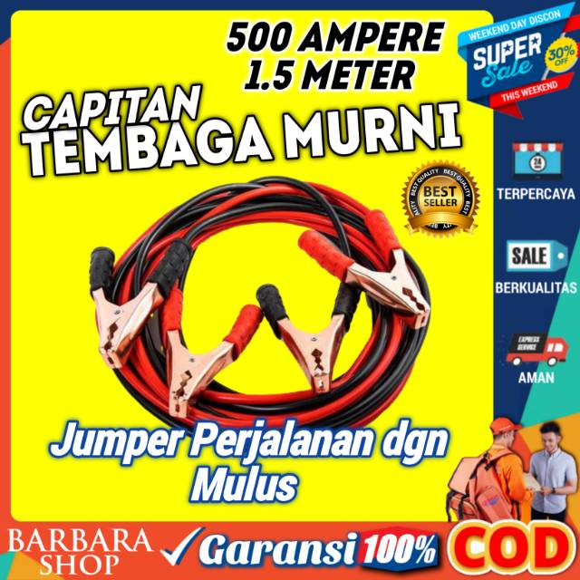 Kabel Jumper Jamper Aki Mobil Kabel Jumper Aki Starter Mobil 500 Ampere 180Cm Jumper Copper Booster