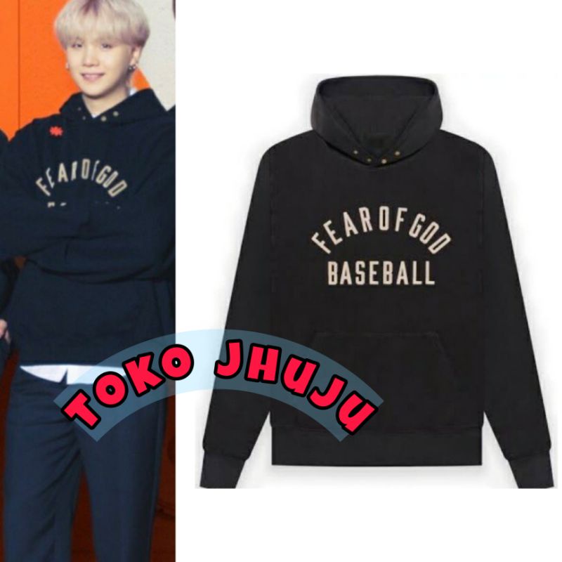 Jaket Hoodie Jumper BTS Jin style F G Baseball sablon Cream