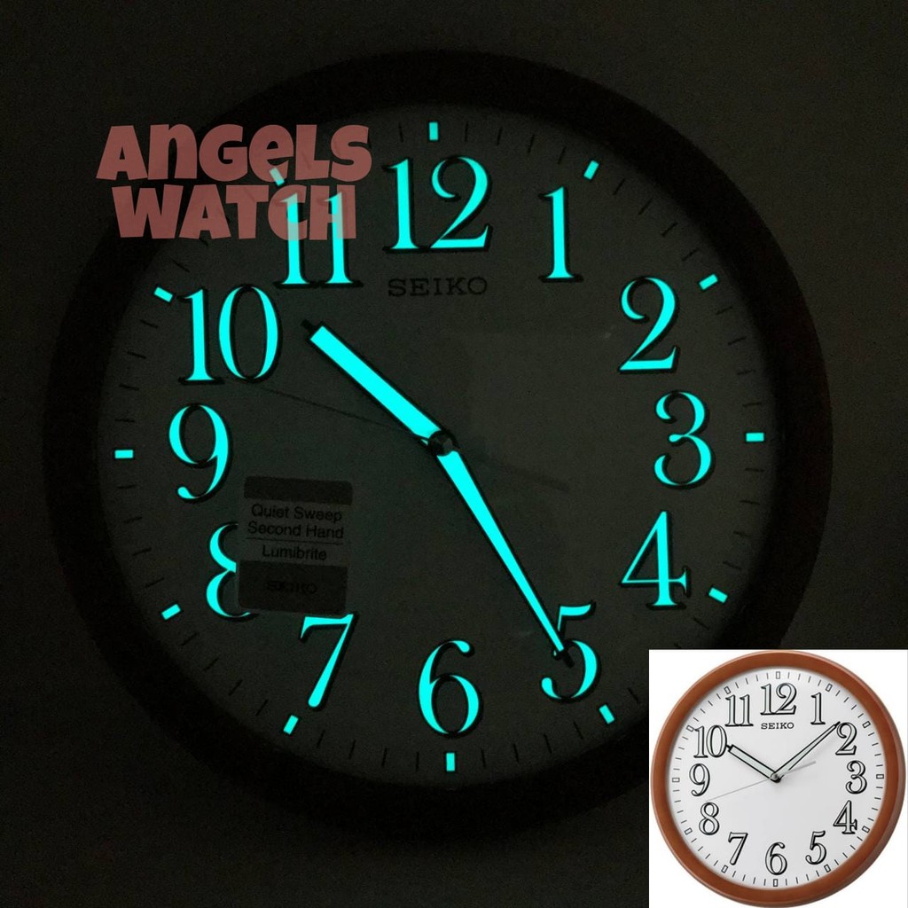 Angelswatch Jam Dinding Seiko Kayu Japan Glow In The Dark