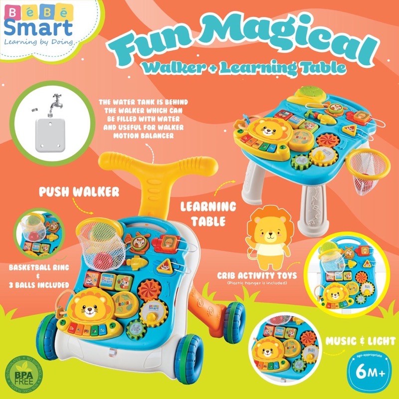 BEBESMART PUSH WALKER Bisa dibentuk Meja/FUN MAGICAL WALKER BEBESMART/BEBE SMART/DORONGAN BELAJAR JALAN BAYI/Mainan Bayi Belajar Jalan Bebe smart Push Walker Play along walker/Mainan bayi dorongan