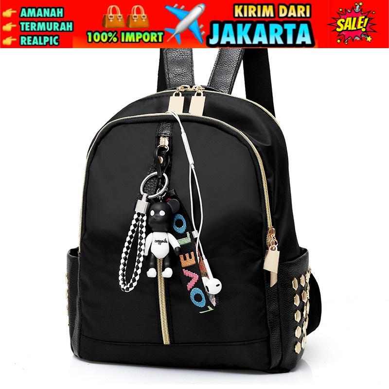 TI 3137 - TAS RANSEL WANITA IMPORT MURAH FASHION STYLE KOREA TERBARU - D