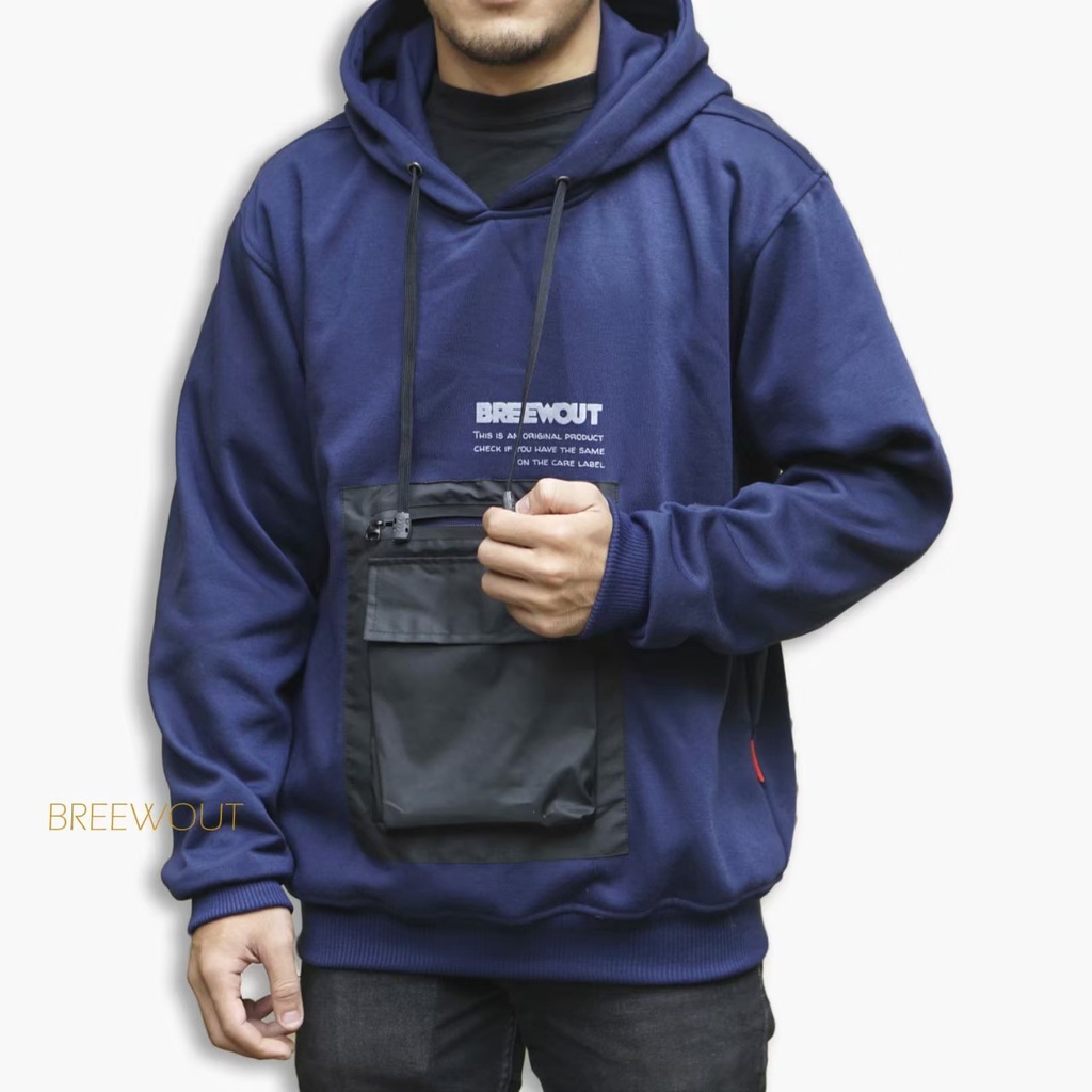 Sweater Hoodie Pria Cagoule Saku Depan Unisex Original PREMIUM Fleece Brewout terlaris