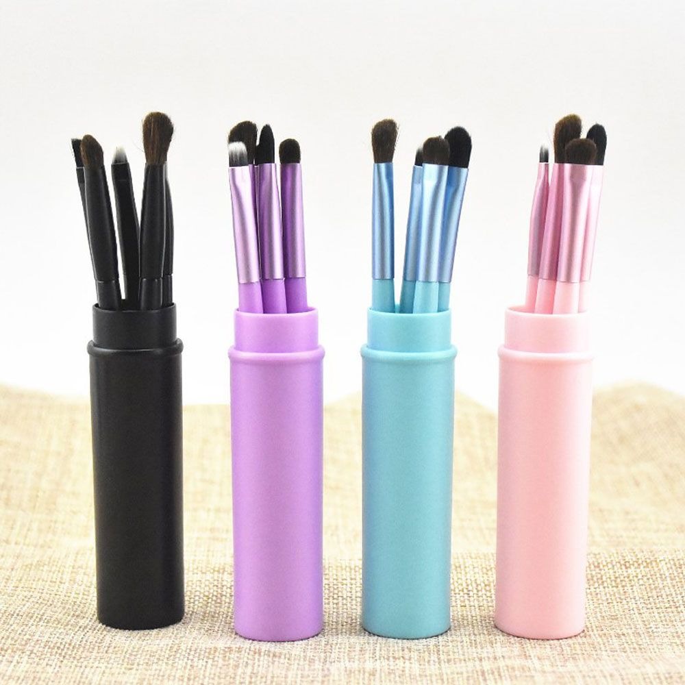 5pcs / Set Brush Makeup Portable Untuk Eyeshadow / Alis / Bulu Mata / Foundation / Bedak