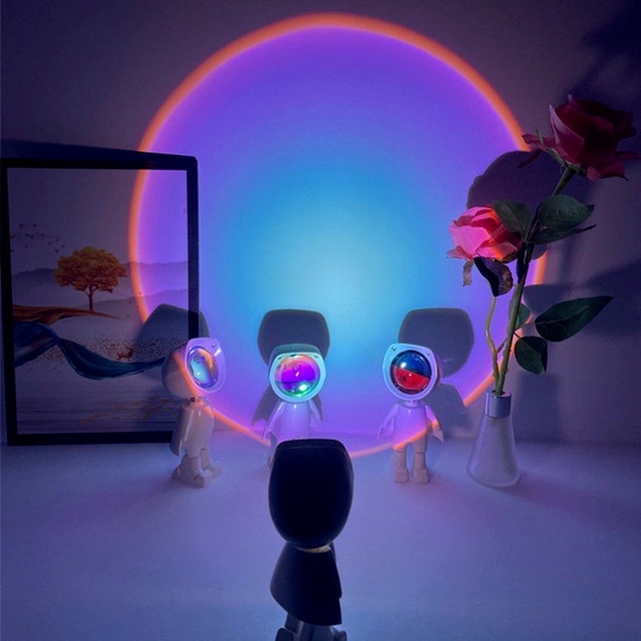 【COD】Lampu Sunset / Sunset Lamp/360°sunset Projector Lamp Robot Led Projector Night Lights Rainbow Sunset light USB Charging