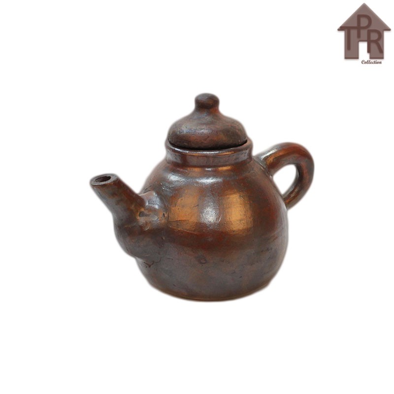 Gerabah - Poci Tanah Liat Mini Ukir Bunga / Tea Pot 500ml.