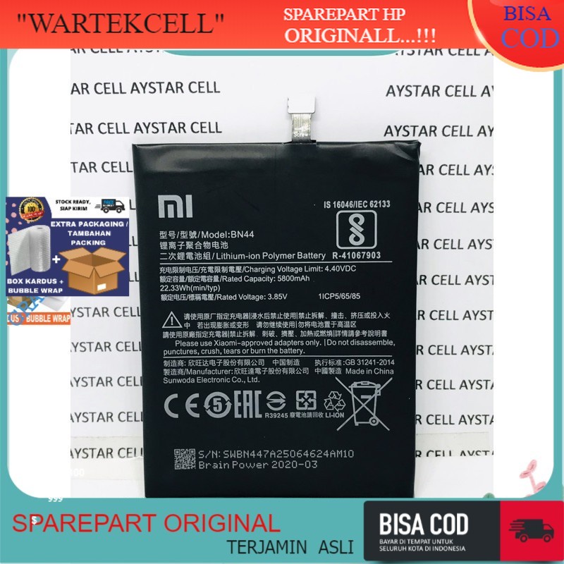 BATTERY BATRE BATERAI XIAOMI REDMI 5 PLUS BN44 ORI copotan