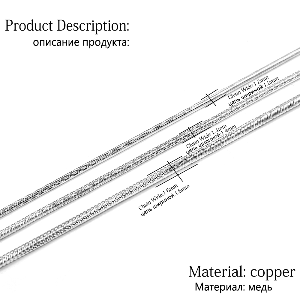 2m / Lot Rantai Ular 1.2 1.4 1.6mm Warna Silver / Gold Bahan Tembaga Untuk Membuat Perhiasan Diy