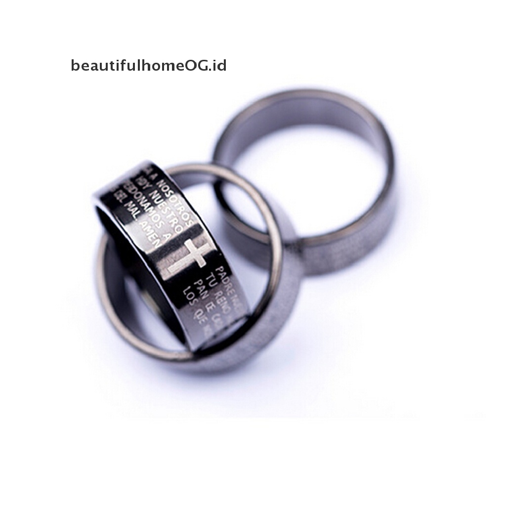 1pc Cincin Bahan Titanium Steel Desain Salib Untuk Pria / Wanita