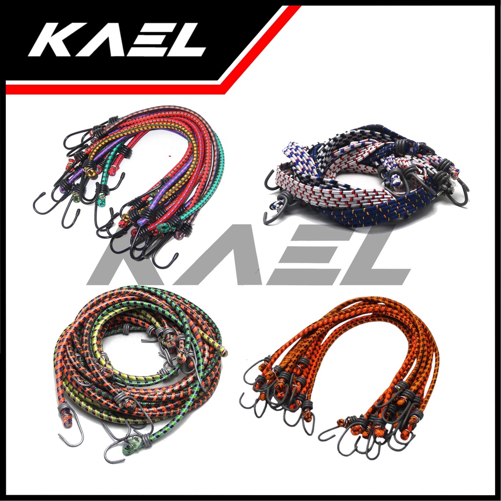 Tali Bagasi Motor Elastis Bulat-Gepeng Panjang-Sedang-Pendek 1 Meter-M-55 cm-65 cm Karet Pengikat-Ikatan-Iketan Barang Sepeda Motor Bebek-Matic-Sport