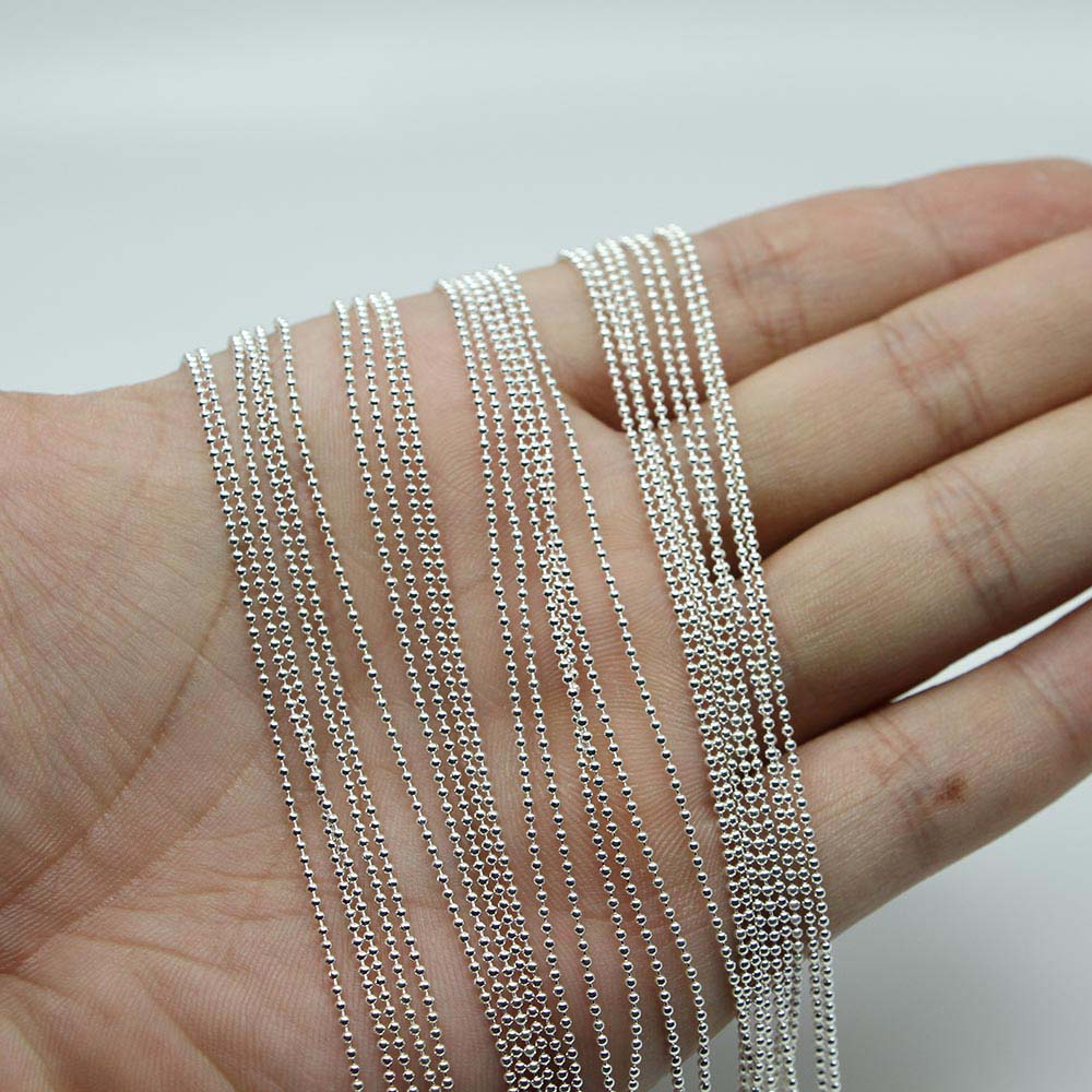10m / Lot Rantai Manik-Manik Bola Metal Diameter 1.2 1.5 2mm Warna Gold / Silver / Hitam Untuk Membuat Perhiasan Diy