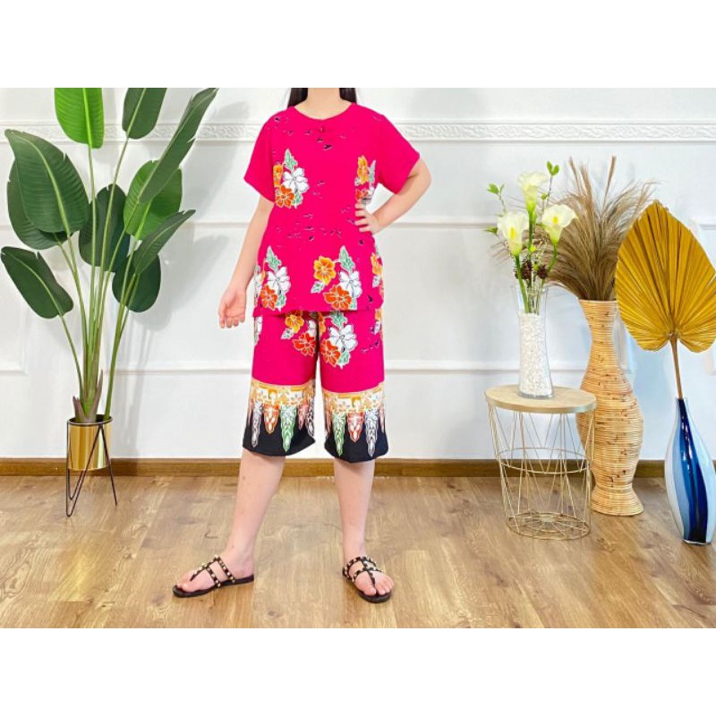 Daster Setelan Kulot Motif kembang bunga warna warni