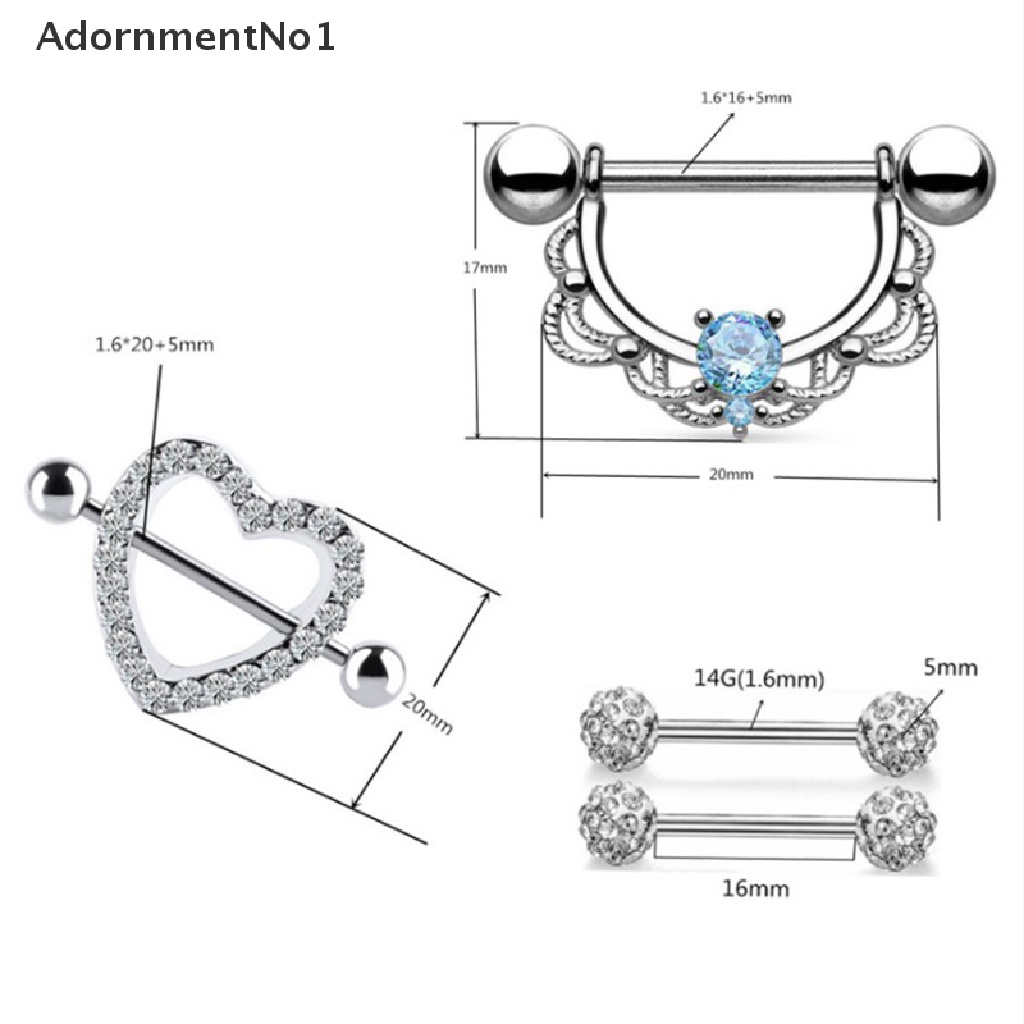 (AdornmentNo1) 4 Pasang / Set Anting Tindik Puting Bentuk Hati Aksen Kristal Bahan Stainless Steel Untuk Wanita