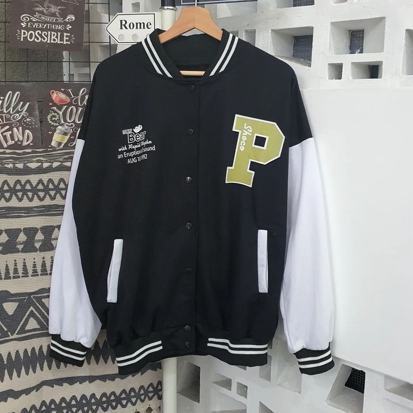 Jaket Oversize Wanita Terbaru P Baseball Bahan Pleece Tebal Gaya Korean