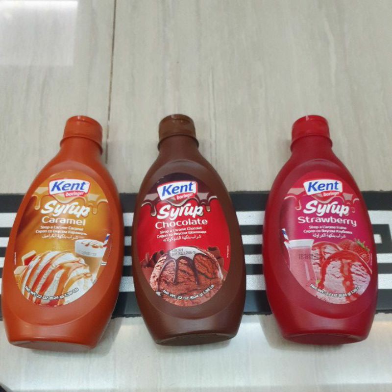 Sirup / Syrup Toping Caramel, Chocolate, Strawberry Kent Boringer 624gram