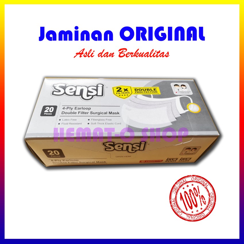 SENSI Masker 4 Ply Earloop (NEW) 2x Filter Double Protection ORIGINAL