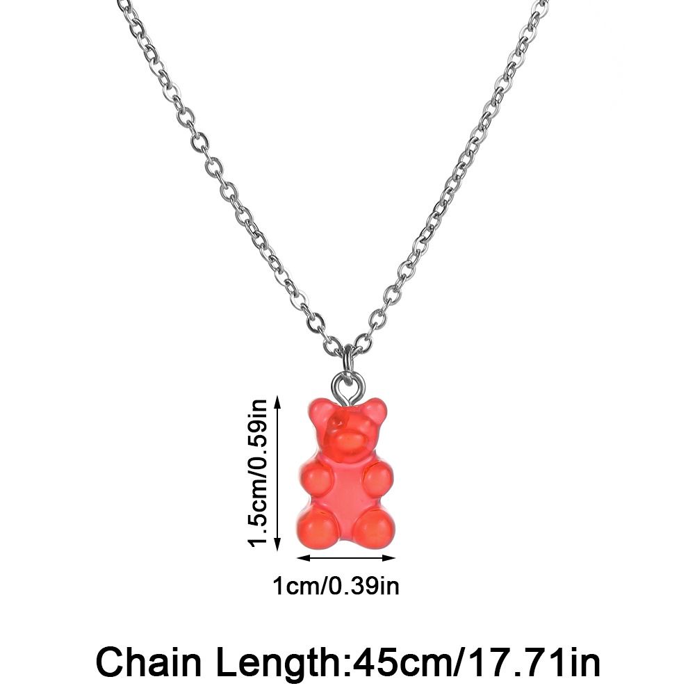 ROW Girls Gifts Resin Bear Charms Bracelet Jewelry Making Bear Necklace Women's Fashion Candy Color DIY Stanless Steel Chain Bear Pendant/Multicolor