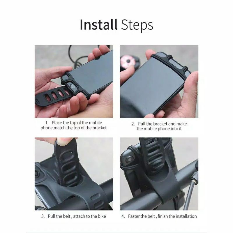 Holder HP Sepeda dan Motor Silikon Elastis Braket Universal Dudukan Handphone GPS Smartphone