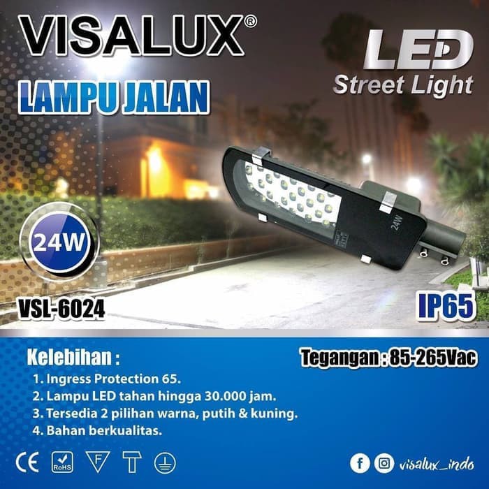 PJU LED / Lampu Jalan LED 24 Watt VISALUX VSL-6024