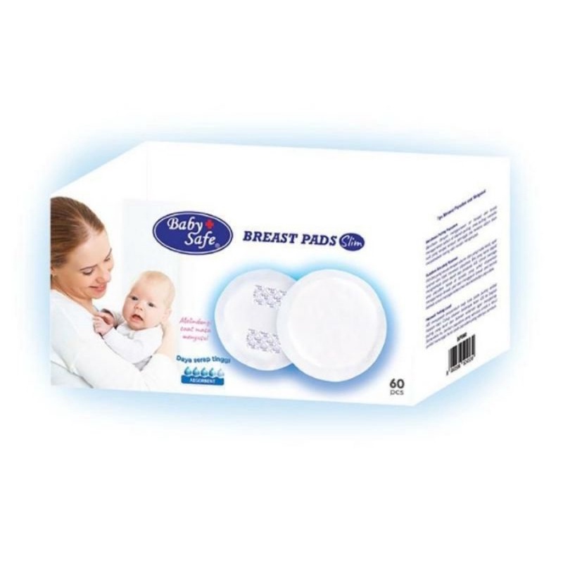 Baby Safe Breast Pads Slim Isi 60 Pcs/Bantalan Penyerap ASI Tipis Baby Safe