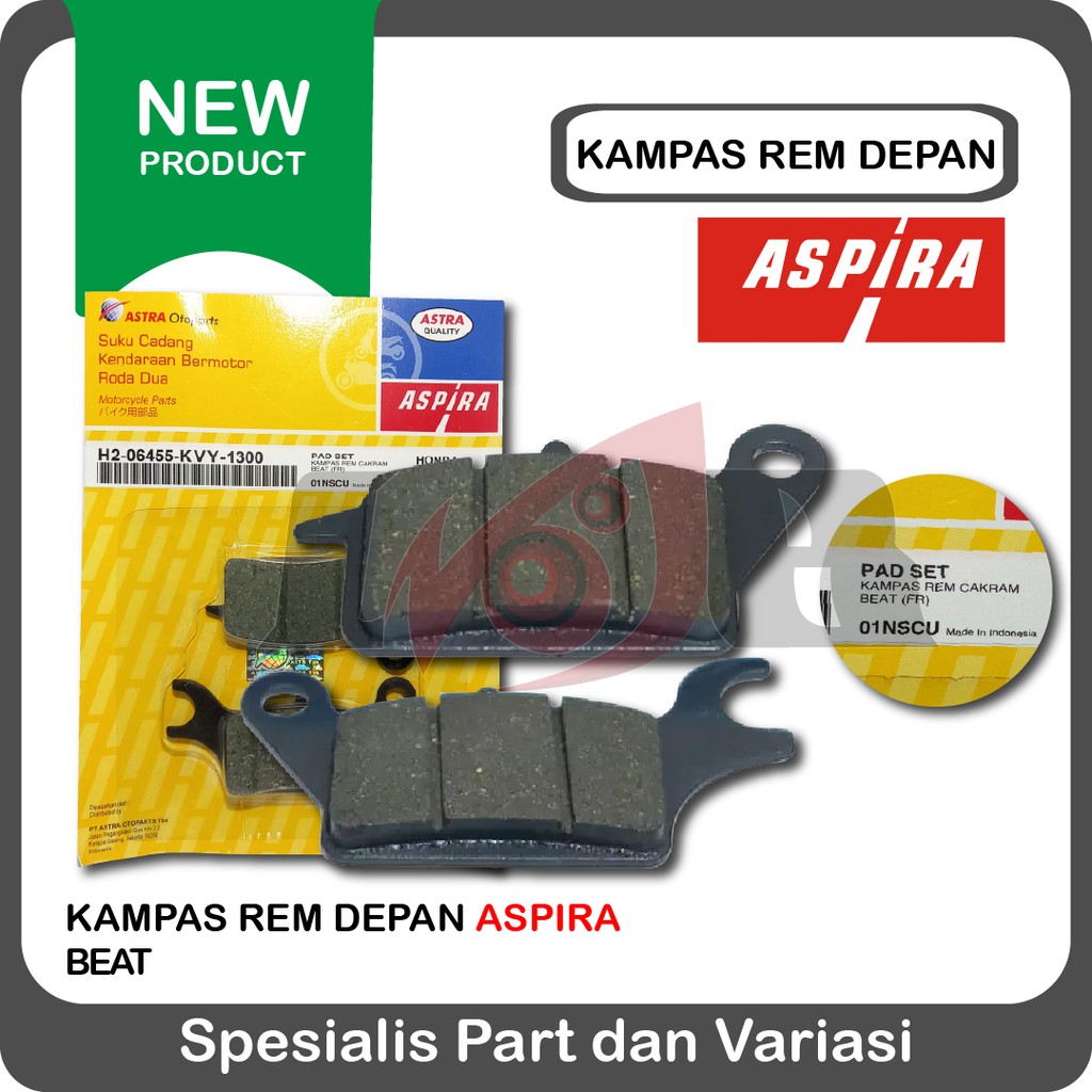 Aspira Disc Pad Beat Lama Karbu Keluaran Pertama Kampas Rem Cakram Depan KVY